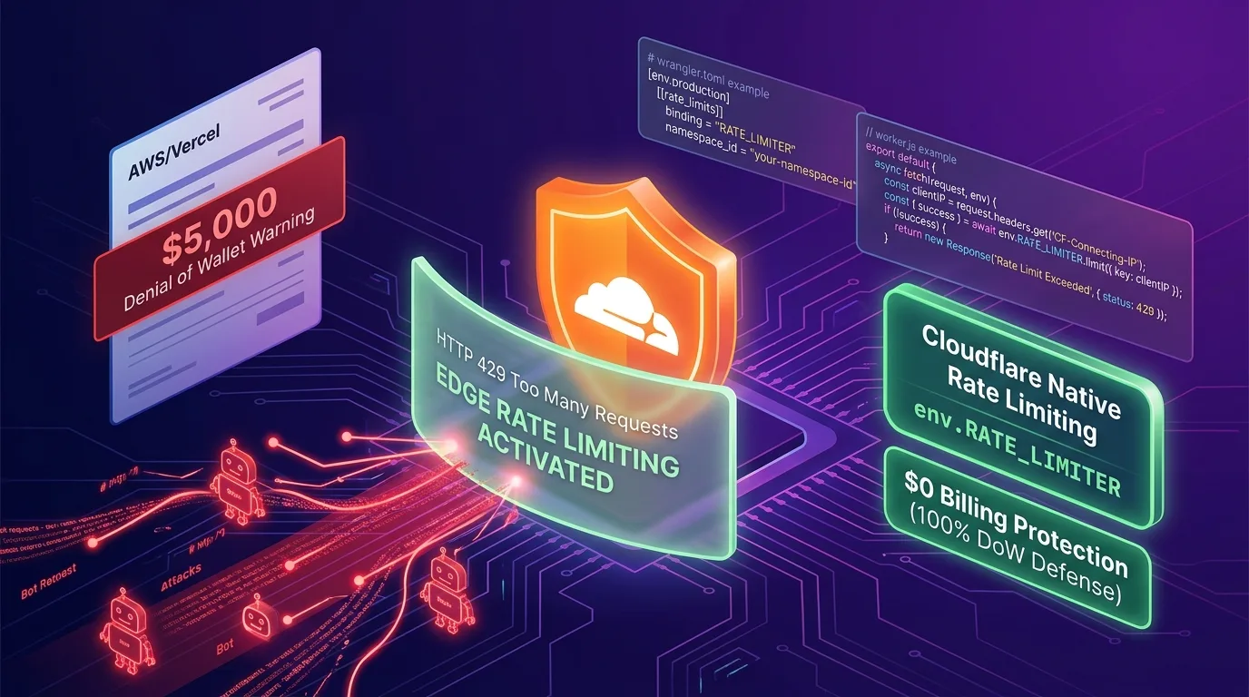 Cloudflare Rate Limiting API and Edge WAF Denial of Wallet defense architecture