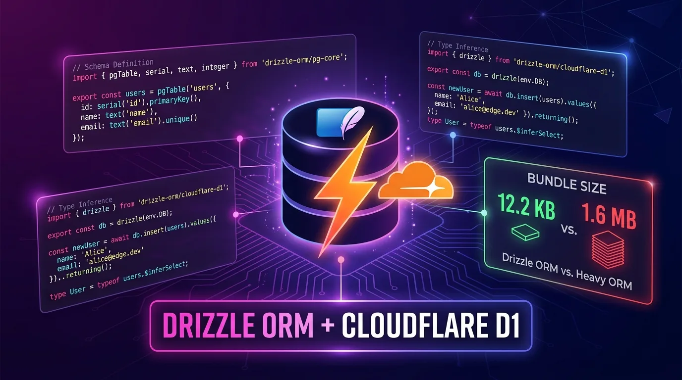 Drizzle ORM und Cloudflare D1 Edge-SQLite-Architekturdiagramm