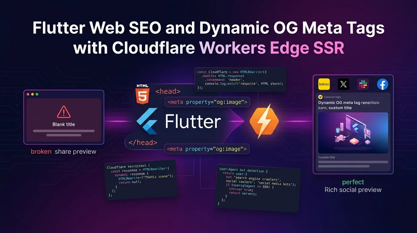 Flutter Web SEO and Dynamic OG Meta Tags with Cloudflare Workers Edge SSR architecture